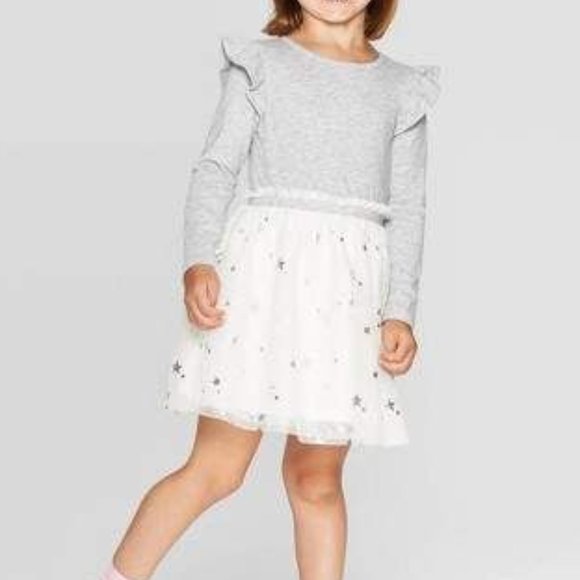 Cat & Jack Other - New Girls Long Sleeve Star Tulle Dress